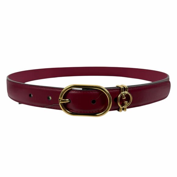 Gucci Interlocking GG Logo Leather Belt Russet Red Size 80cm/ 32in main image 5